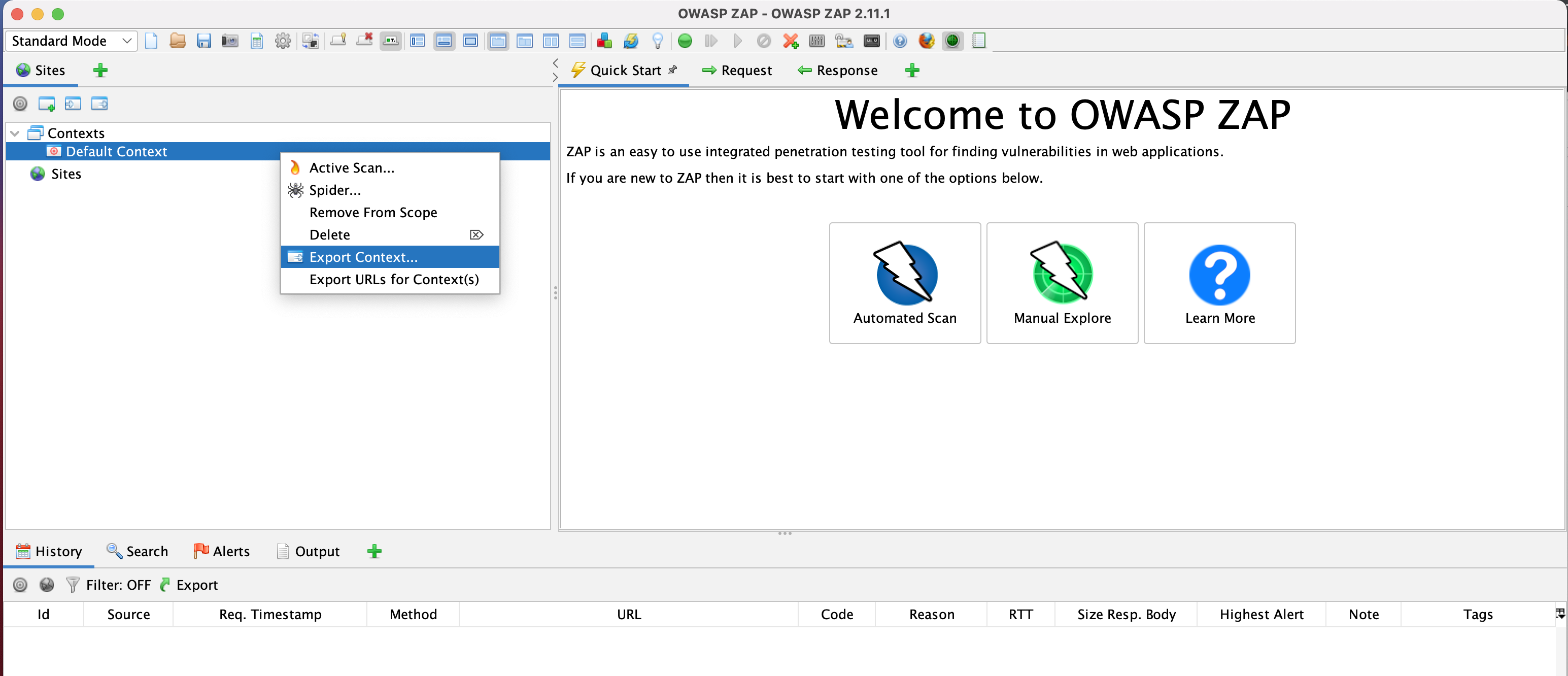 zap Export Context